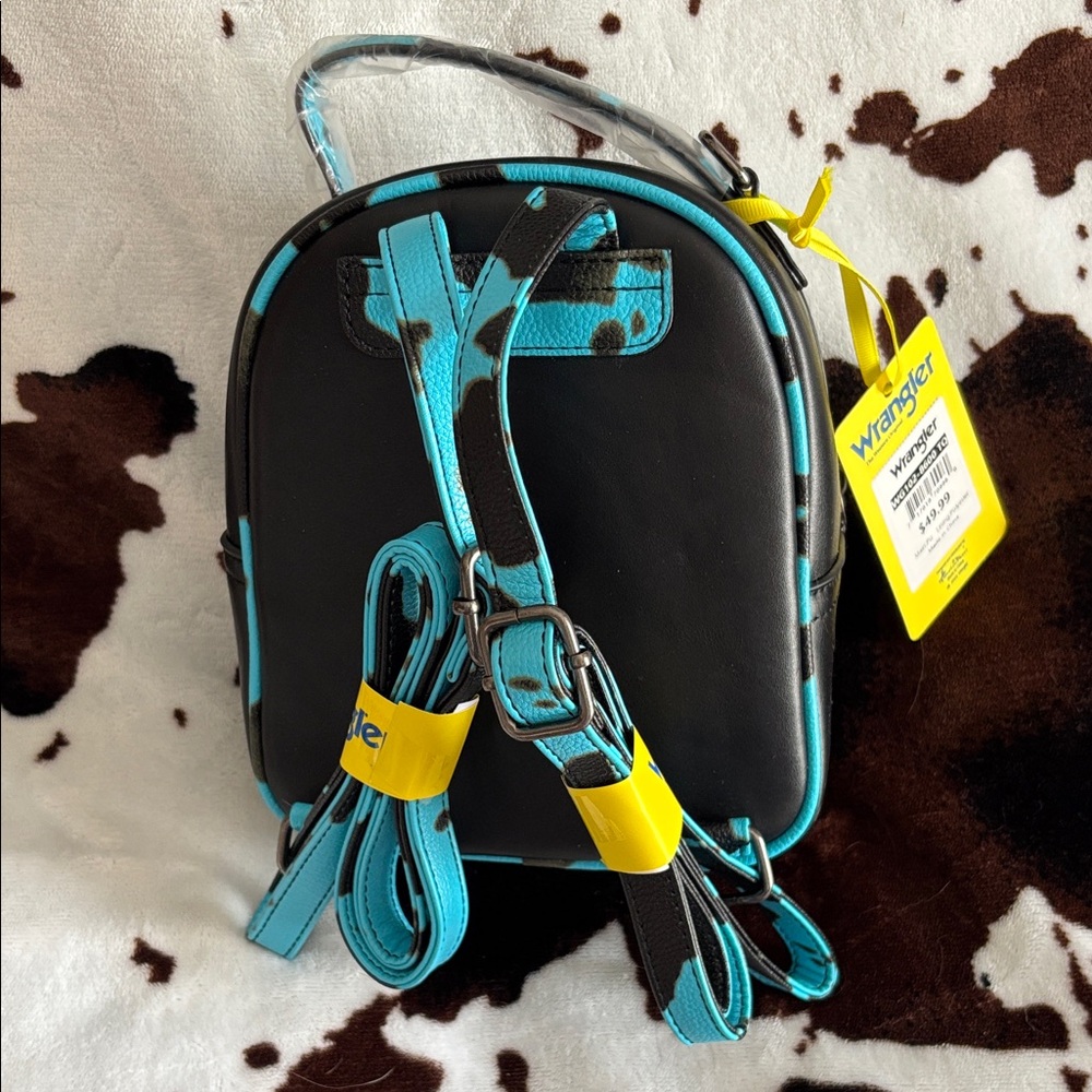 Wrangler Black and Turquoise Accent Mini Backpack - Picture 2 of 3
